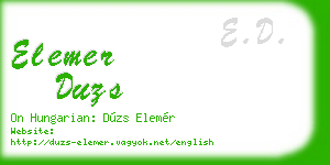 elemer duzs business card