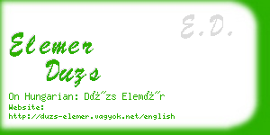 elemer duzs business card